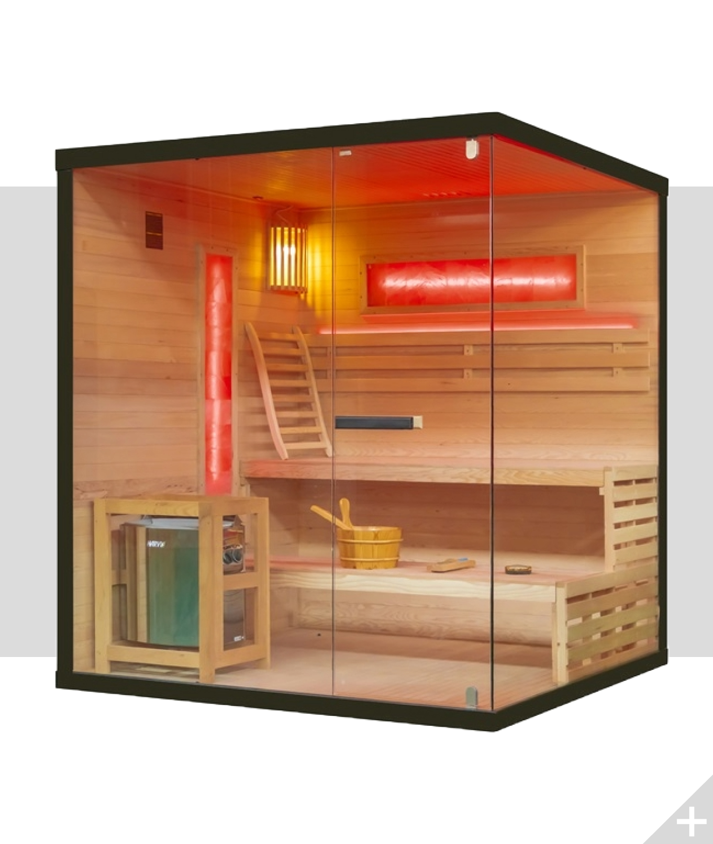 Sauna finlandese Enea - struttura e dettagli tecnici in Hemlock