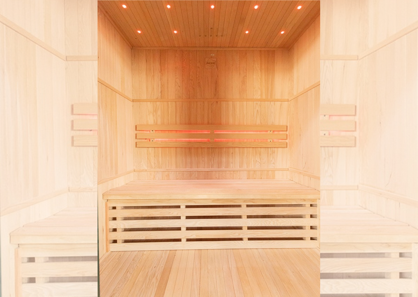 Dettaglio interno sauna finlandese Lubi in Hemlock