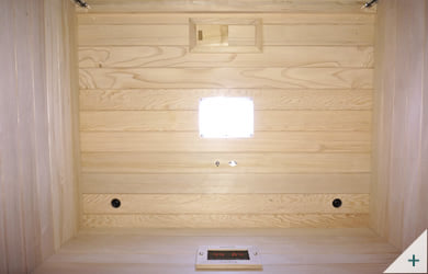 Sauna infrarossi Eva 120 - Foto degli interni: Luce a LED, casse stereo e sensore temperatura