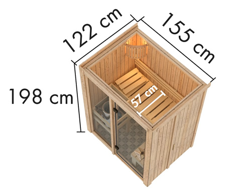 Schema dall'alto sauna Ava 1 68 mm coibentata – versione base