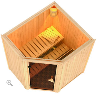 Sauna finlandese classica Teresa coibentata - sezione vista dall'alto