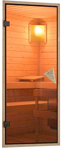 Sauna finlandese classica Gelsomina coibentata - Porta classica in vetro trasparente