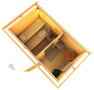 Sauna finlandese da esterno ZEN 1 - Sezione dall'alto