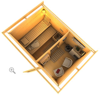 Sauna finlandese da esterno ZEN 2 - Sezione dall'alto
