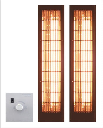 Kit sauna: emettitori a infrarossi 2×500 W con centralina in cabina, raggi A+B+C, preriscaldamento rapido
