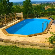 Piscina in legno fuori terra JARDIN 814 - kit interrata - liner sabbia