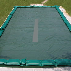 Copertura invernale a fascia filtrante centrale con fascette + tubolari per piscina rettangolare - 400 g/mq