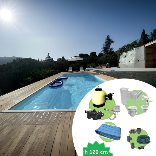 Piscina interrata in cemento armato 10x4 m - h 1,2 m + Liner