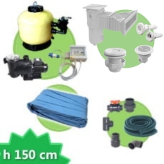 Kit impianto piscina rettangolare 6,00x3,00 m - h. 1,50 m + Liner