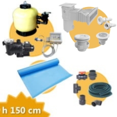 Kit impianto piscina rettangolare 6x3x1,50m + Membrana