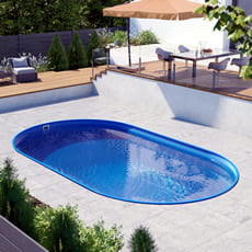 Piscina interrata in kit in acciaio ovale NEWSKYBLUE Comfort 525 - h. 120 cm