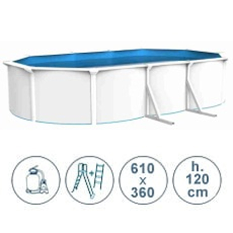 Piscina fuori terra acciaio ACQUAMARINA bianca 610x360x120cm