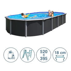 Piscina fuori terra in acciaio ABAK antracite Osmose 520x395x132 cm