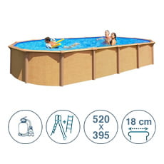 Piscina fuori terra in acciaio ABAK effetto legno Osmose 520x395x132 cm