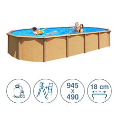 Piscina fuori terra in acciaio ABAK effetto legno Osmose 945x490x132 cm