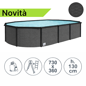 Piscina fuori terra in acciaio GREY POOL 730x360x130 cm