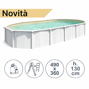 Piscina fuori terra in acciaio WHITE POOL SAND 490x360x130 cm