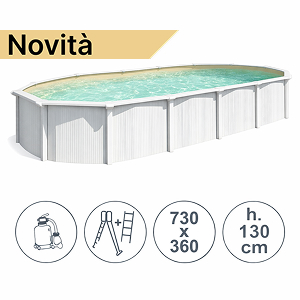 Piscina fuori terra in acciaio WHITE POOL SAND 730x360x130 cm