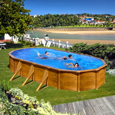 Piscina fuori terra GRE in acciaio Ovale 730x375x1,20 PACIFIC KIT730W