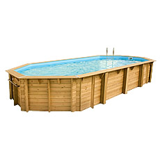 Piscina in legno fuori terra AZURA 750x400 - Liner azzurro