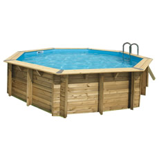 Piscina in legno fuori terra da giardino OCEAN 510 - Liner azzurro