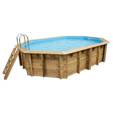 Piscina in legno fuori terra da giardino OCEAN 550x355 - Liner azzurro