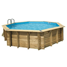 Piscina in legno fuori terra da giardino OCEAN 580 - Liner azzurro