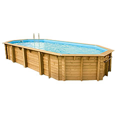 Piscina in legno fuori terra da giardino OCEAN 860x470 - Liner azzurro