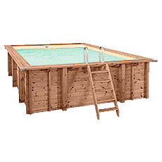 Piscina in legno fuori terra rettangolare JARDIN CARRE 6x4 Liner sabbia