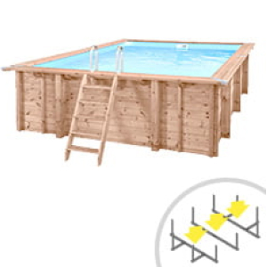 Piscina in legno rettangolare autoportante RIVA CARRE 6x2