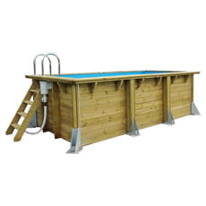 Piscina in legno fuori terra da giardino AZURA 505x350 - Liner azzurro