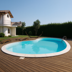 Piscina interrata kit pannelli acciaio a forma libera 11x5,5x4 h135